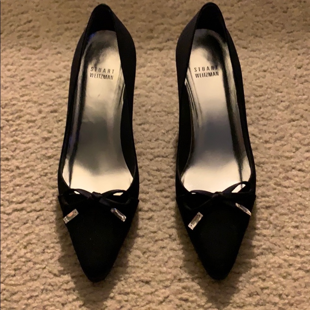 Stuart Weitzman Black Peau de soie silk shoes!